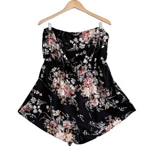 🌈6/$60, SHEIN Strapless, Black, Floral Onesie, 2XL